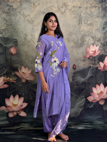 Pure mulchenderi with applique and handwork