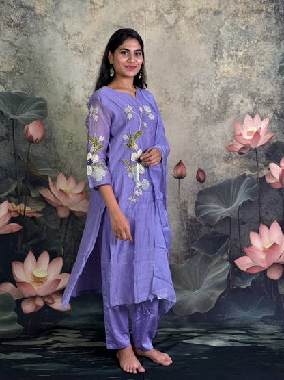 Pure mulchenderi with applique and handwork