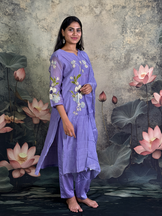 Pure mulchenderi with applique and handwork