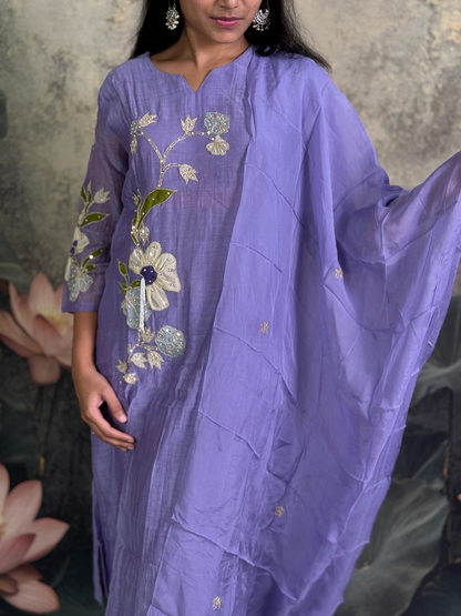 Pure mulchenderi with applique and handwork