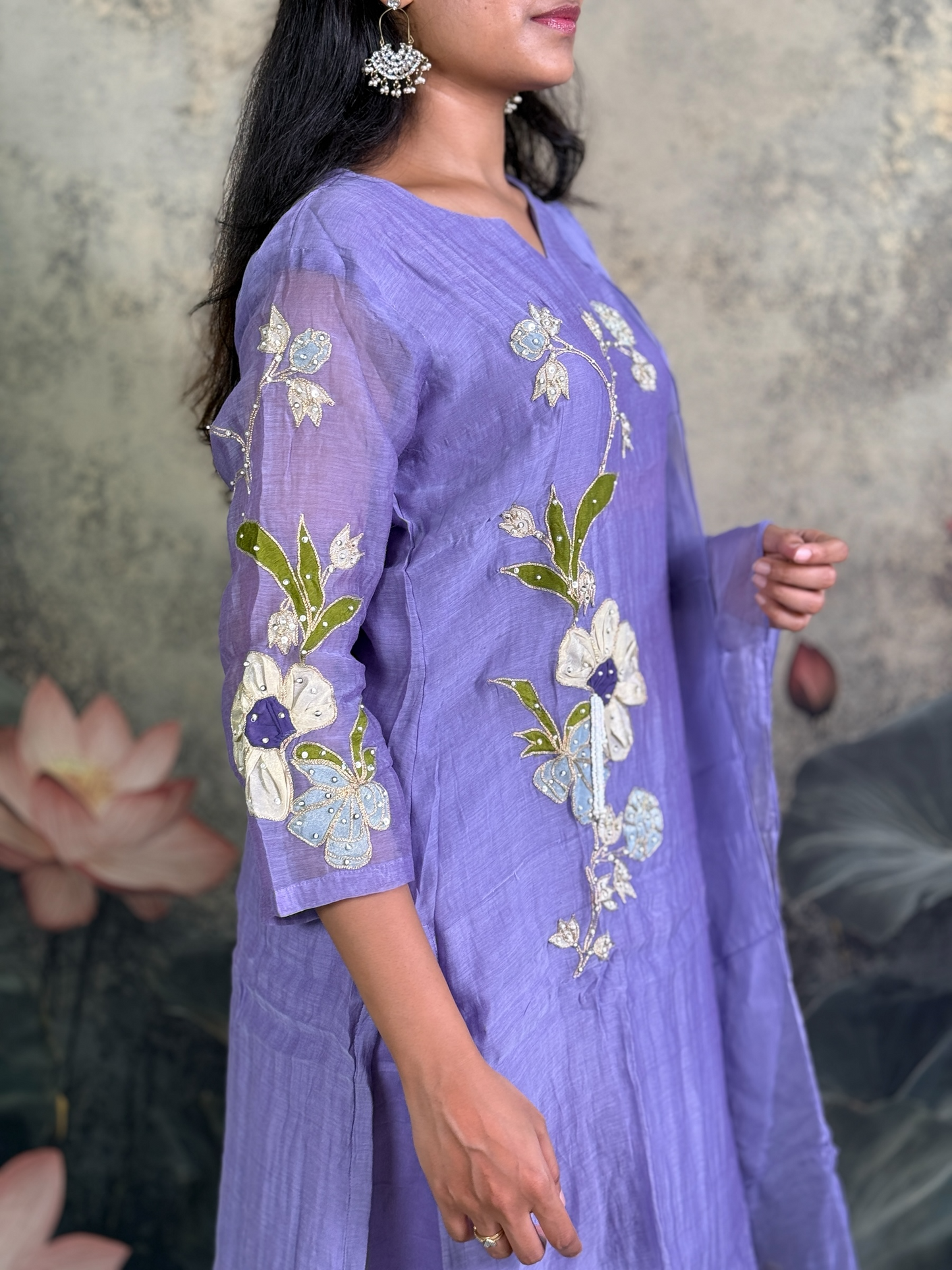 Pure mulchenderi with applique and handwork