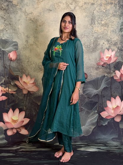 Pure kota with handwork and back threads