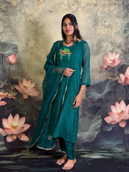 Pure kota with handwork and back threads