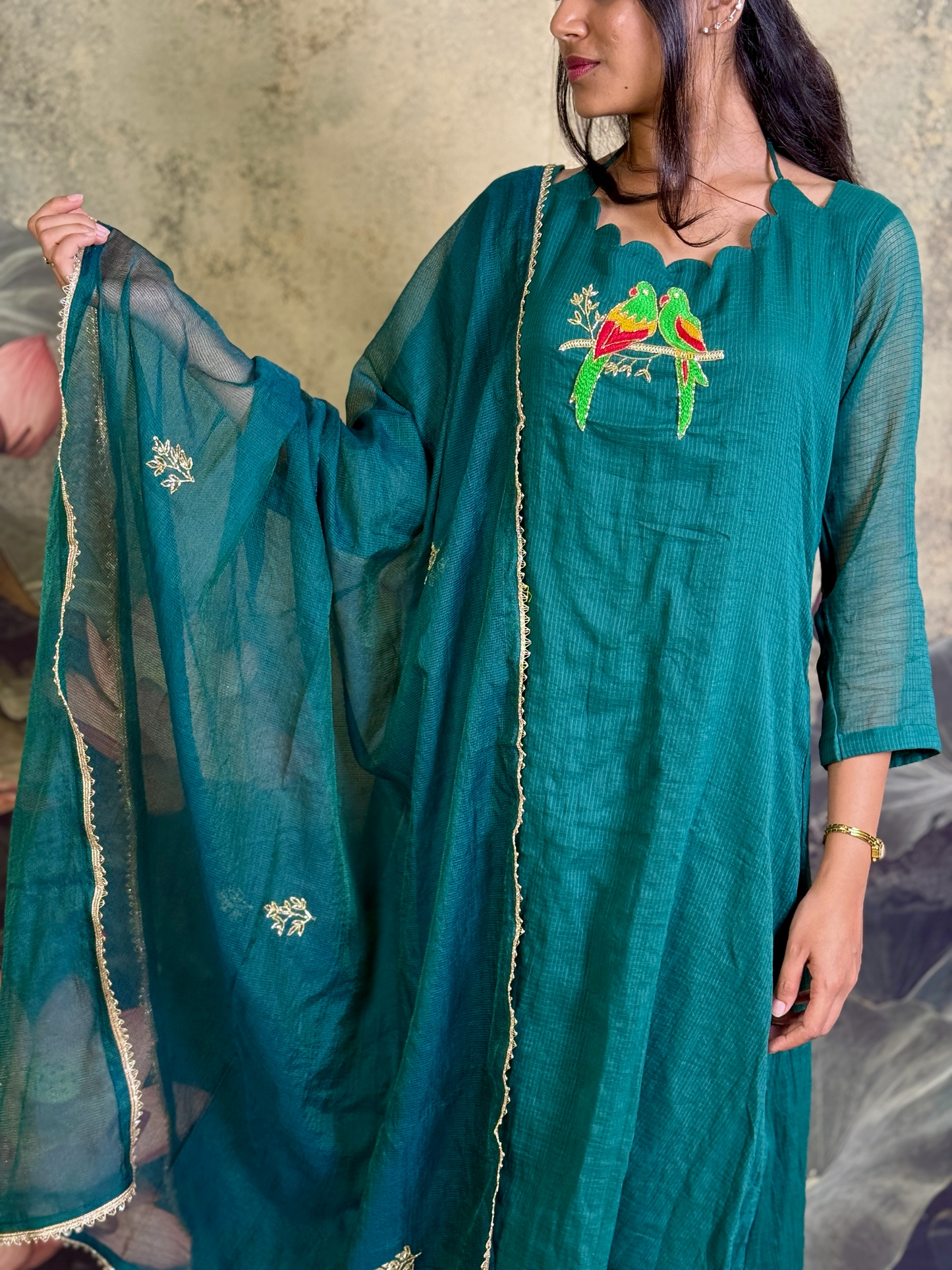 Pure kota with handwork and back threads