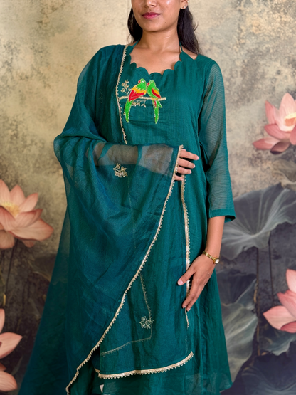Pure kota with handwork and back threads