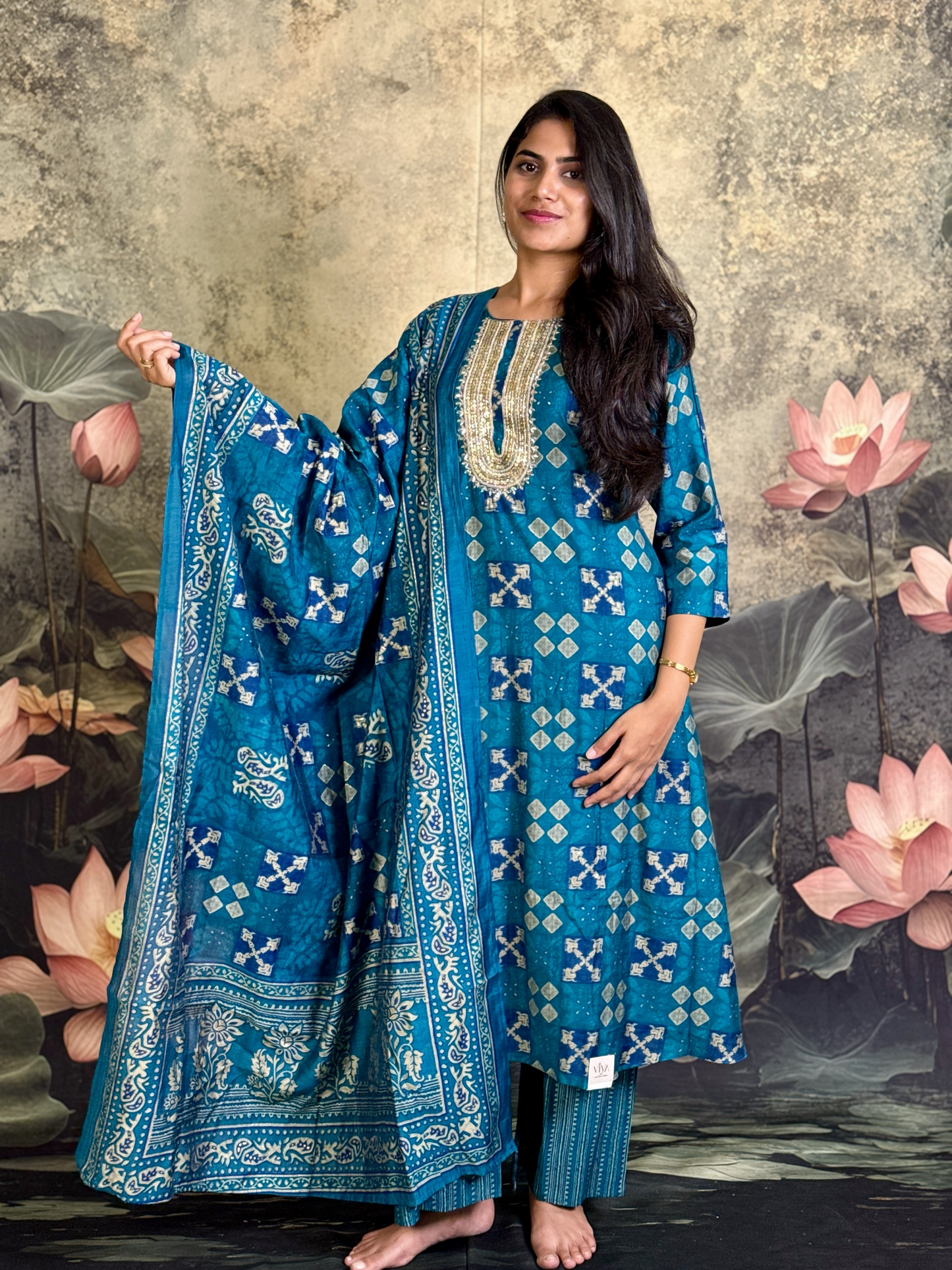 Pure handloom cotton with hand work