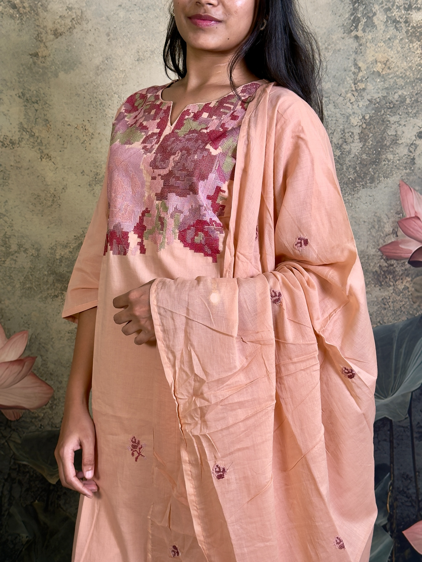Pure cotton with cross stich work