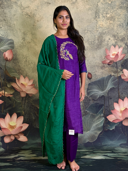 Pure dola silk with hand zardosi work