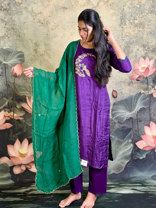 Pure dola silk with hand zardosi work