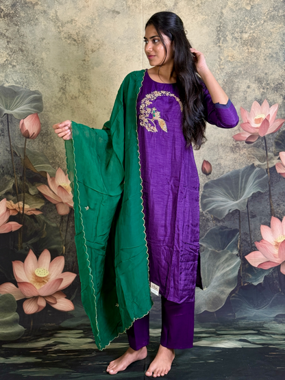 Pure dola silk with hand zardosi work