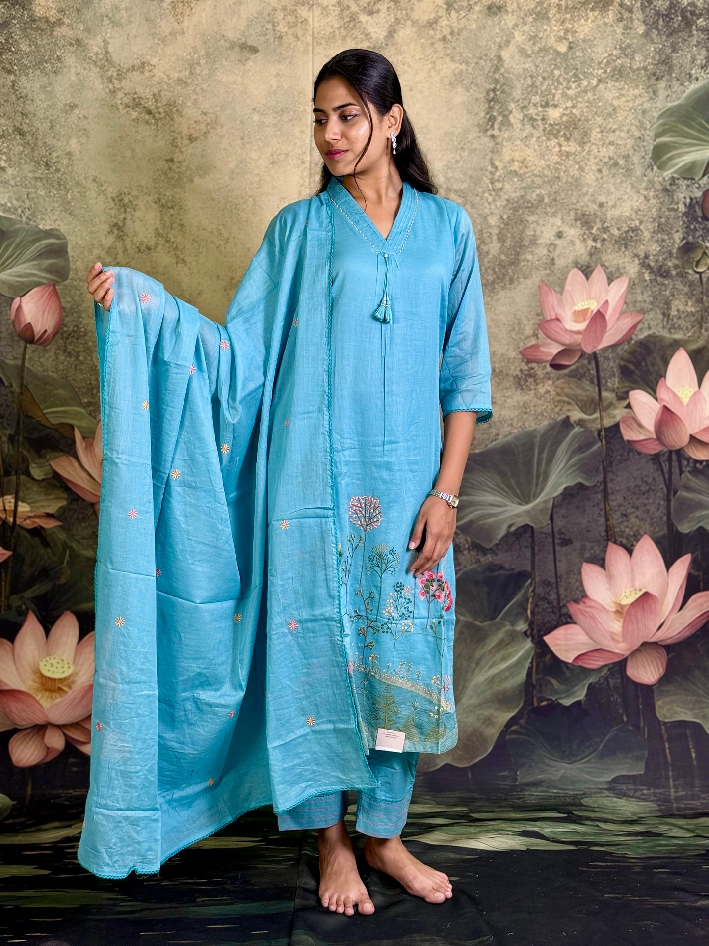 Pure cotton with embroidery
