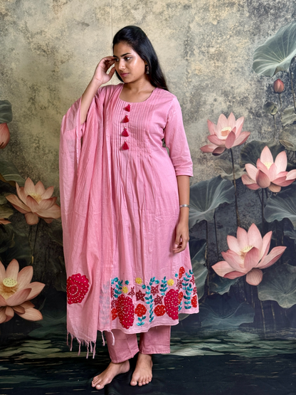 Pure cotton with applique and handwork