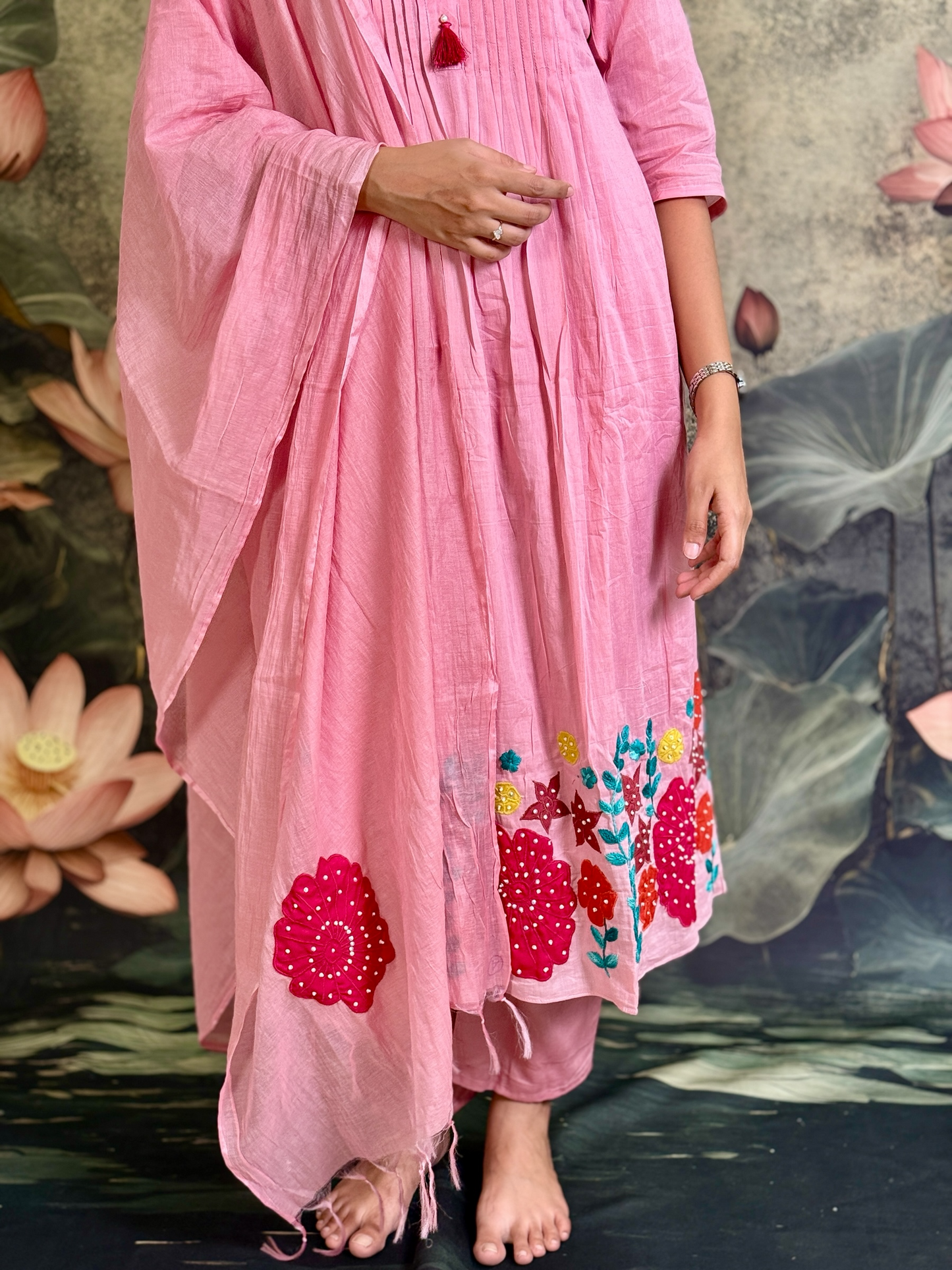 Pure cotton with applique and handwork
