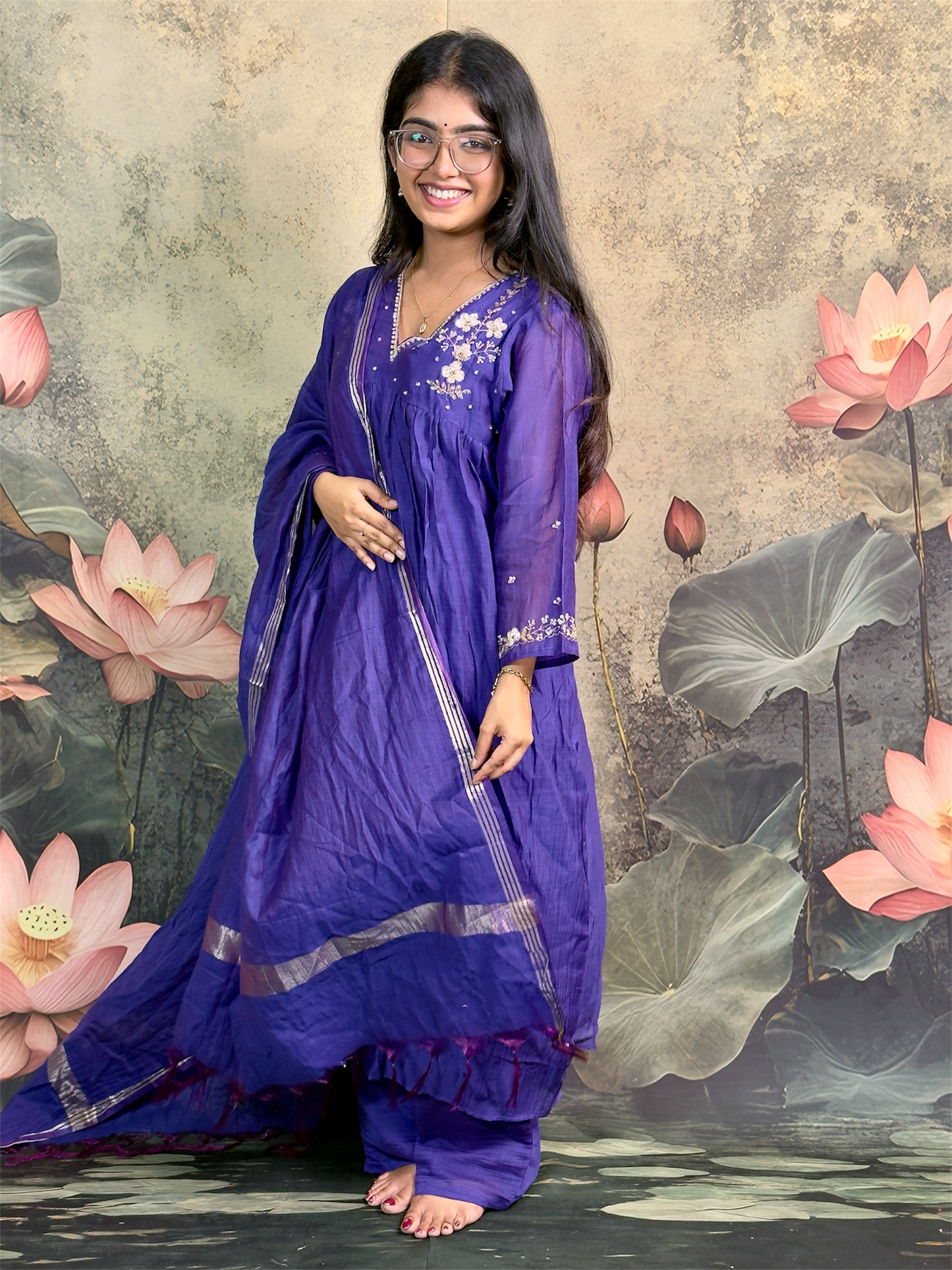 Pure Mulchanderi with handwork