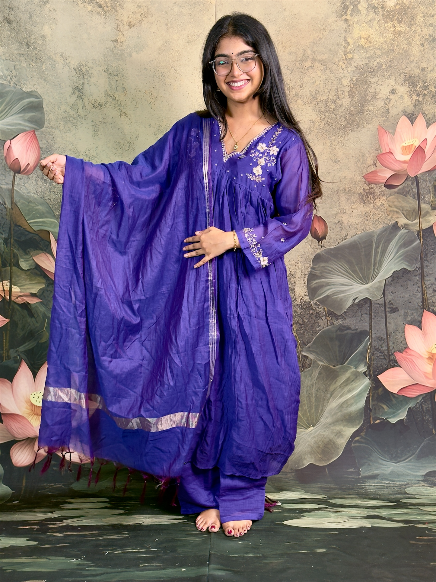 Pure Mulchanderi with handwork