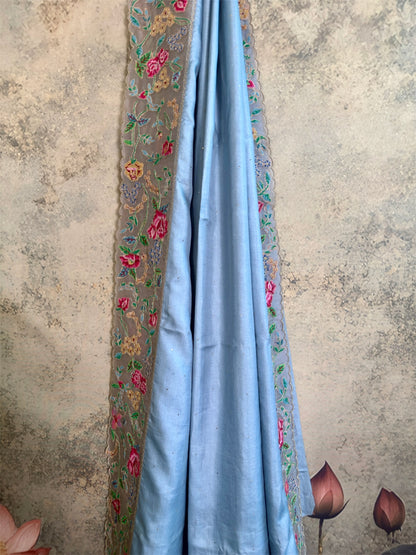 Pure tusser saree with fusion border