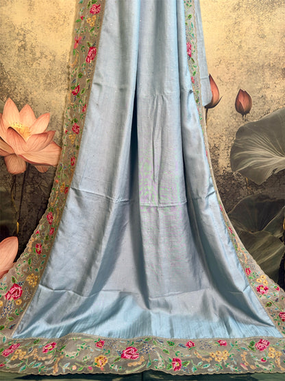 Pure tusser saree with fusion border
