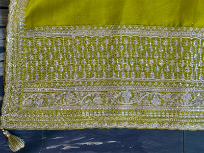 Pure Kora silk with sabyasachi lace and Mukesh work