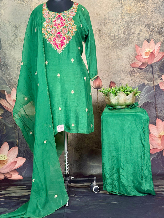 Pure Dola silk with heavy handwork