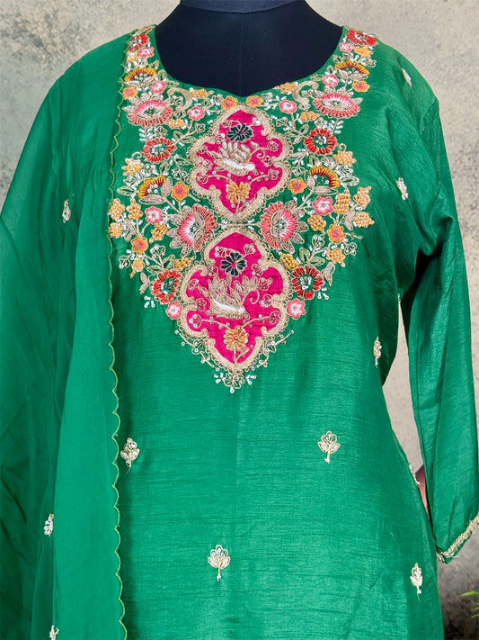 Pure Dola silk with heavy handwork