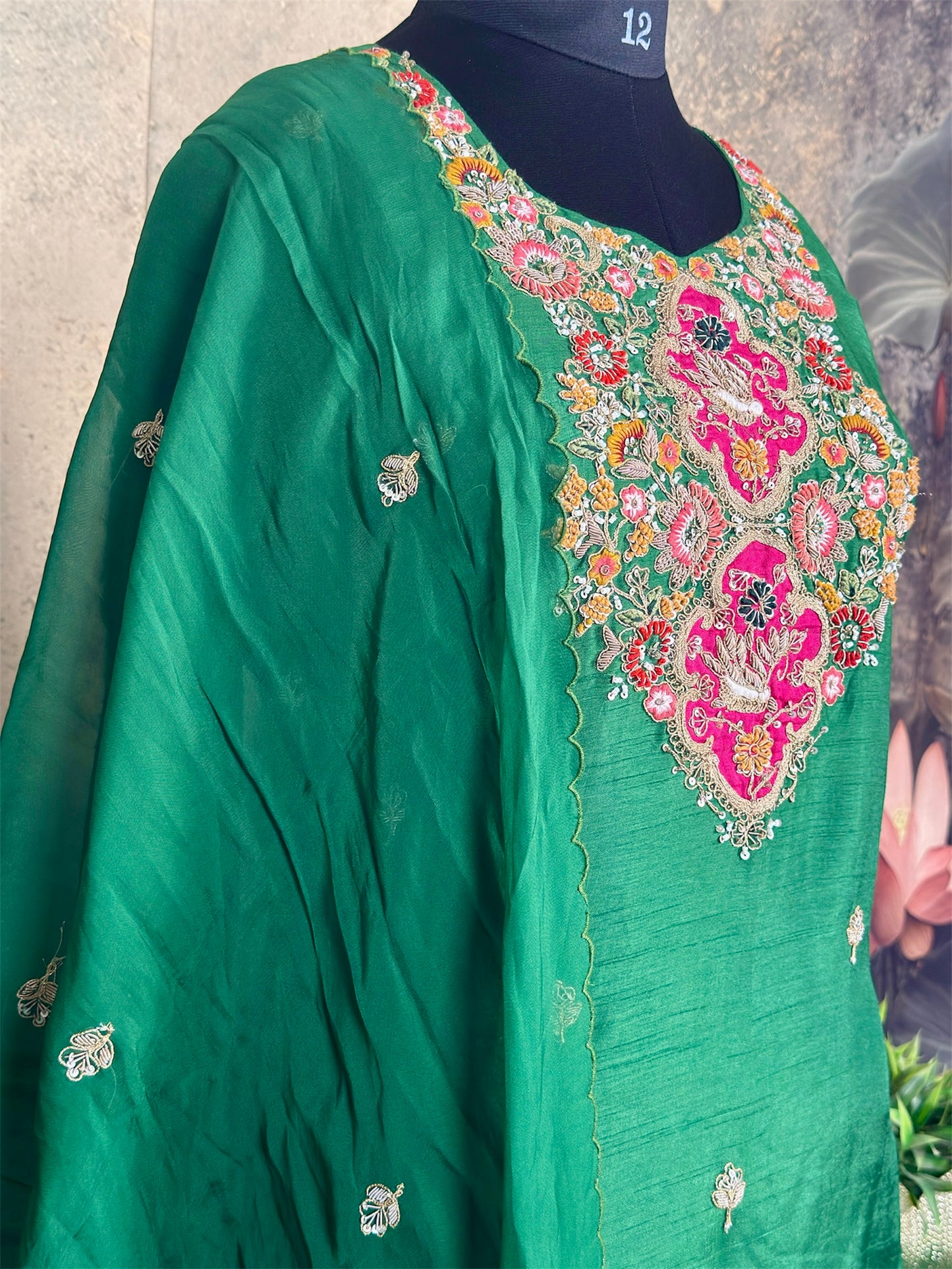 Pure Dola silk with heavy handwork