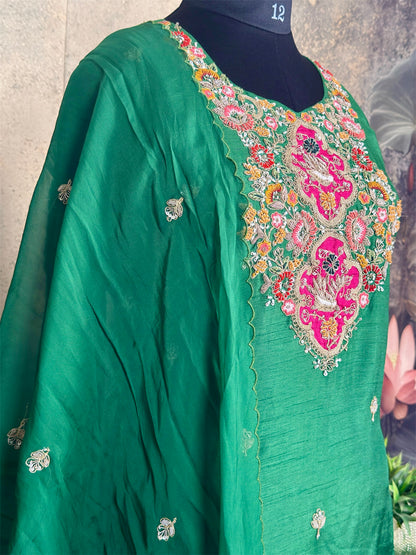 Pure Dola silk with heavy handwork