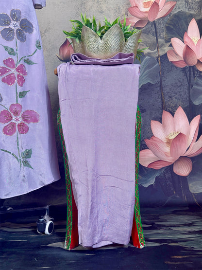 Pure chinnon georgette with handprint & handwork