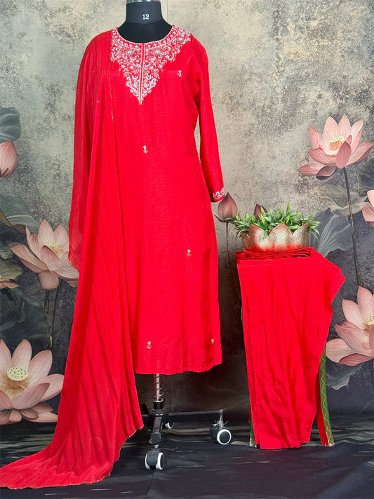Pure Dola silk with handwork