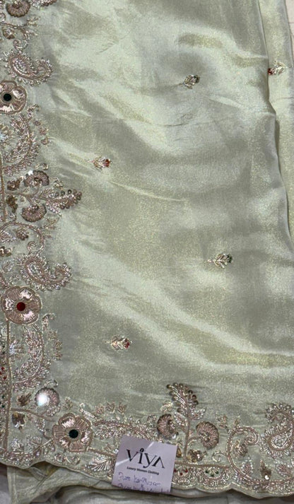 PURE KANJIVARAM TISSUE PATTU SAREE WITH HAND ZARDOSI WORK