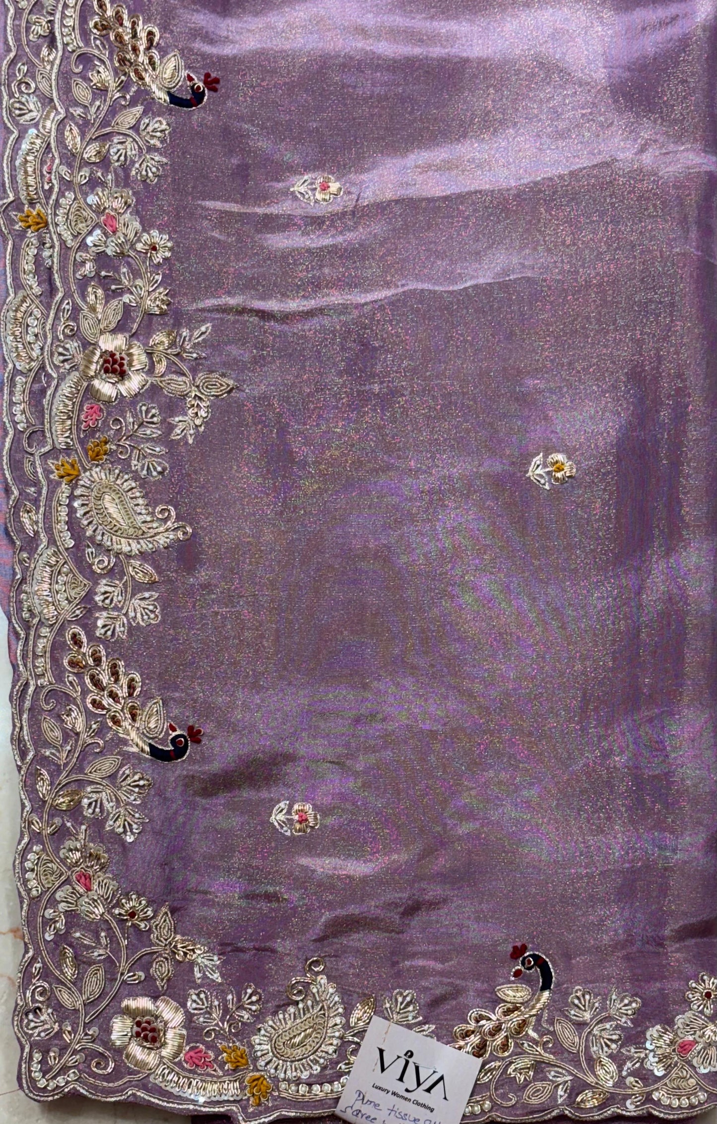 PURE KANJIVARAM TISSUE PATTU SAREE WITH HAND ZARDOSI WORK
