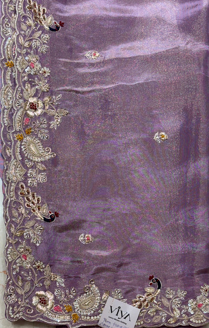 PURE KANJIVARAM TISSUE PATTU SAREE WITH HAND ZARDOSI WORK