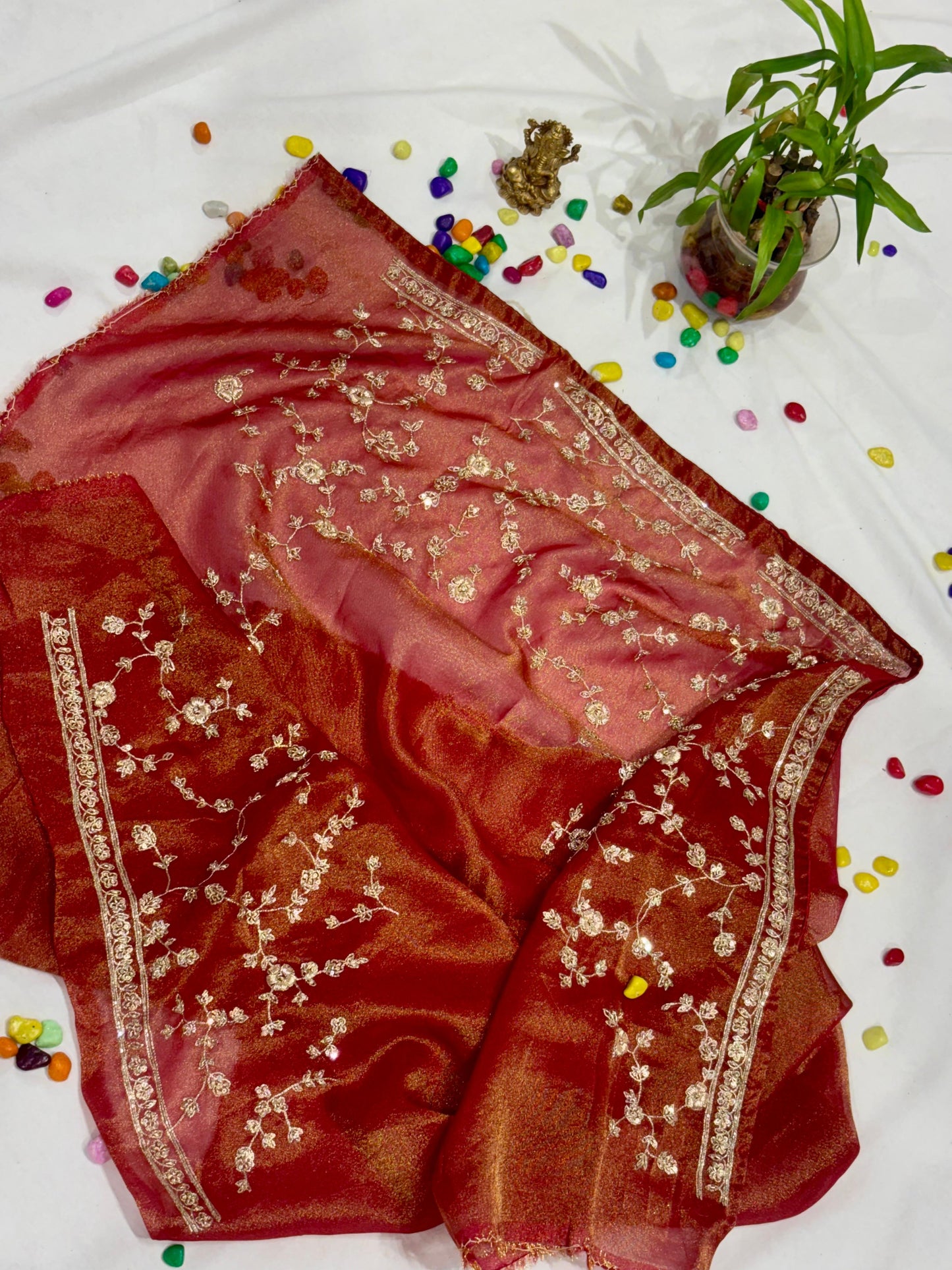 PURE KANJIVARAM TISSUE PATTU SAREE WITH HAND ZARDOSI WORK
