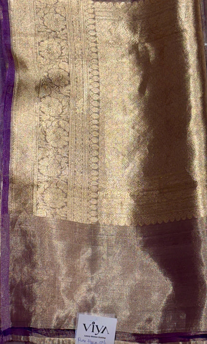 PURE BANARASI TISSUE SILK SAREE WITH KADWA WEAVING AND HANDWORK