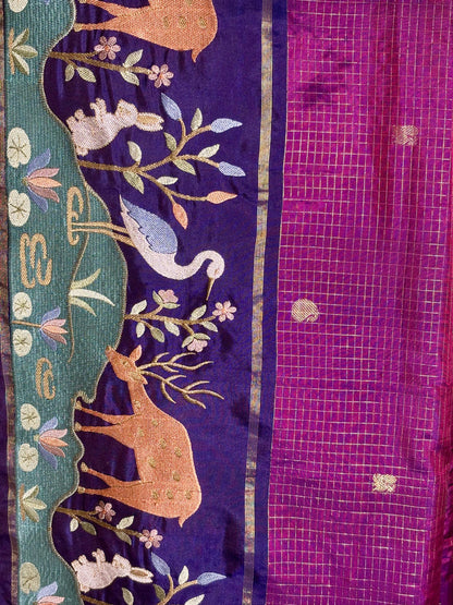 PURE KANCHIPATTU SAREE WITH PETIT POINT WORK