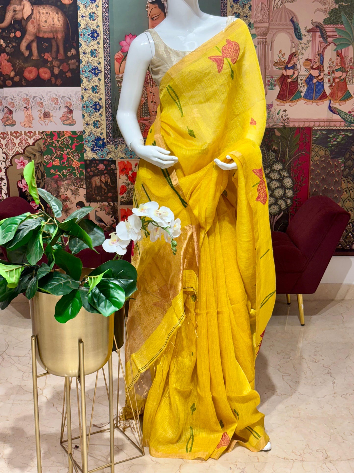 TUSSER LINEN TISSUE SAREE