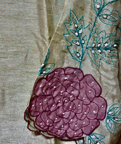 PURE DOLA SILK WITH APPLIQUE 3 PIECE SUIT