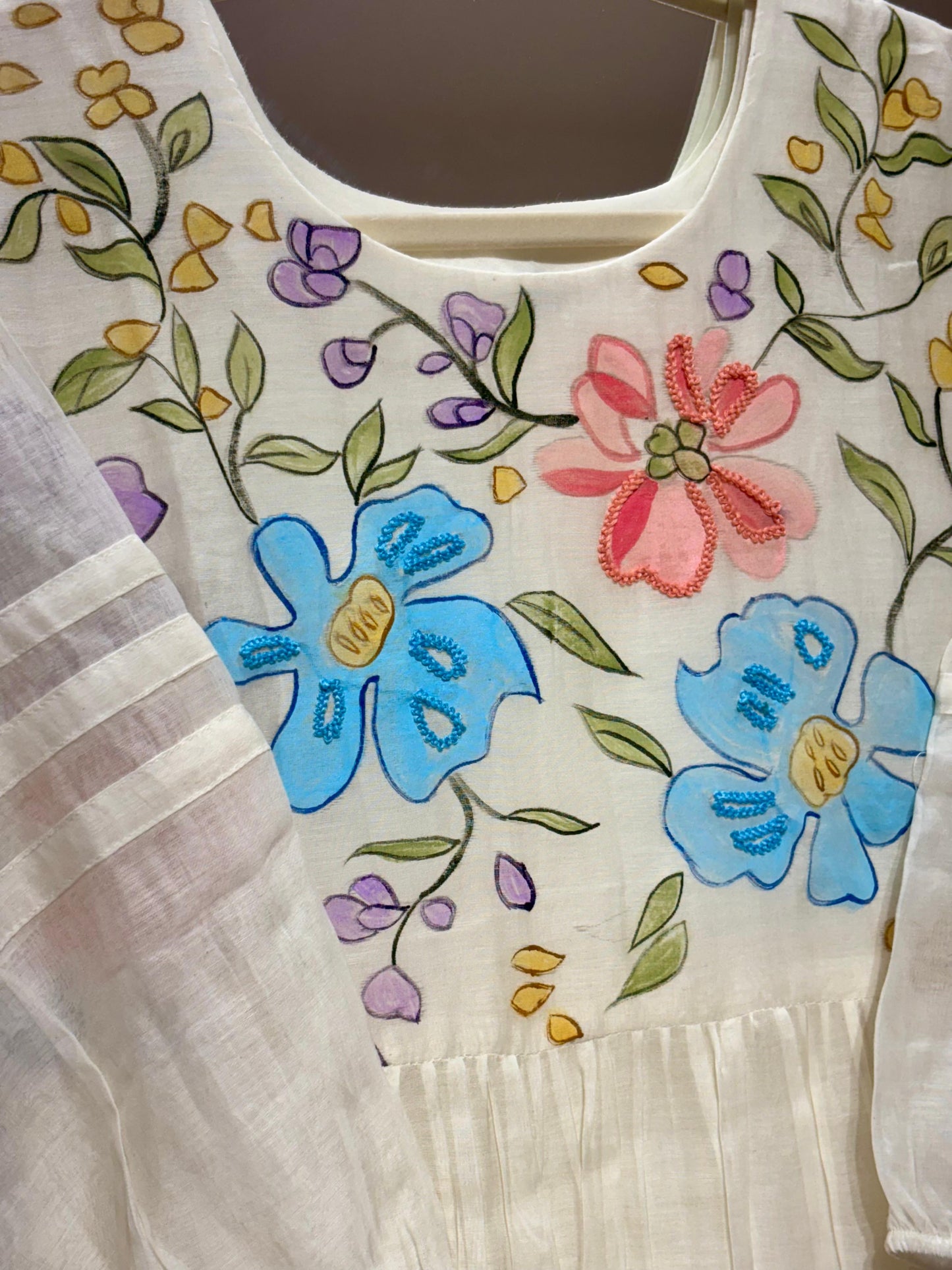 PURE MULCHANDERI DRESS WITH HANDPAINT
