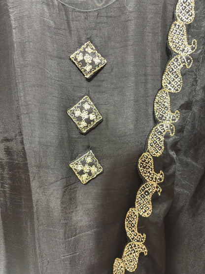 PURE CHANDERI WITH HANDWORK 3-PIECE SUIT