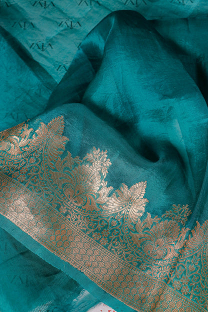 Royal Blue Pure Kora Silk Saree with Traditional Kaduva Weaving