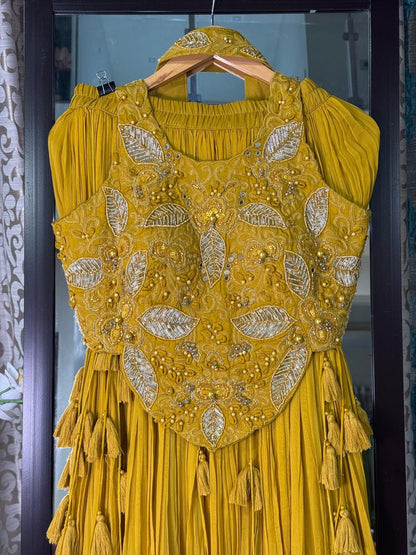 Indo-Western Pure Chinnon Handwork Suit