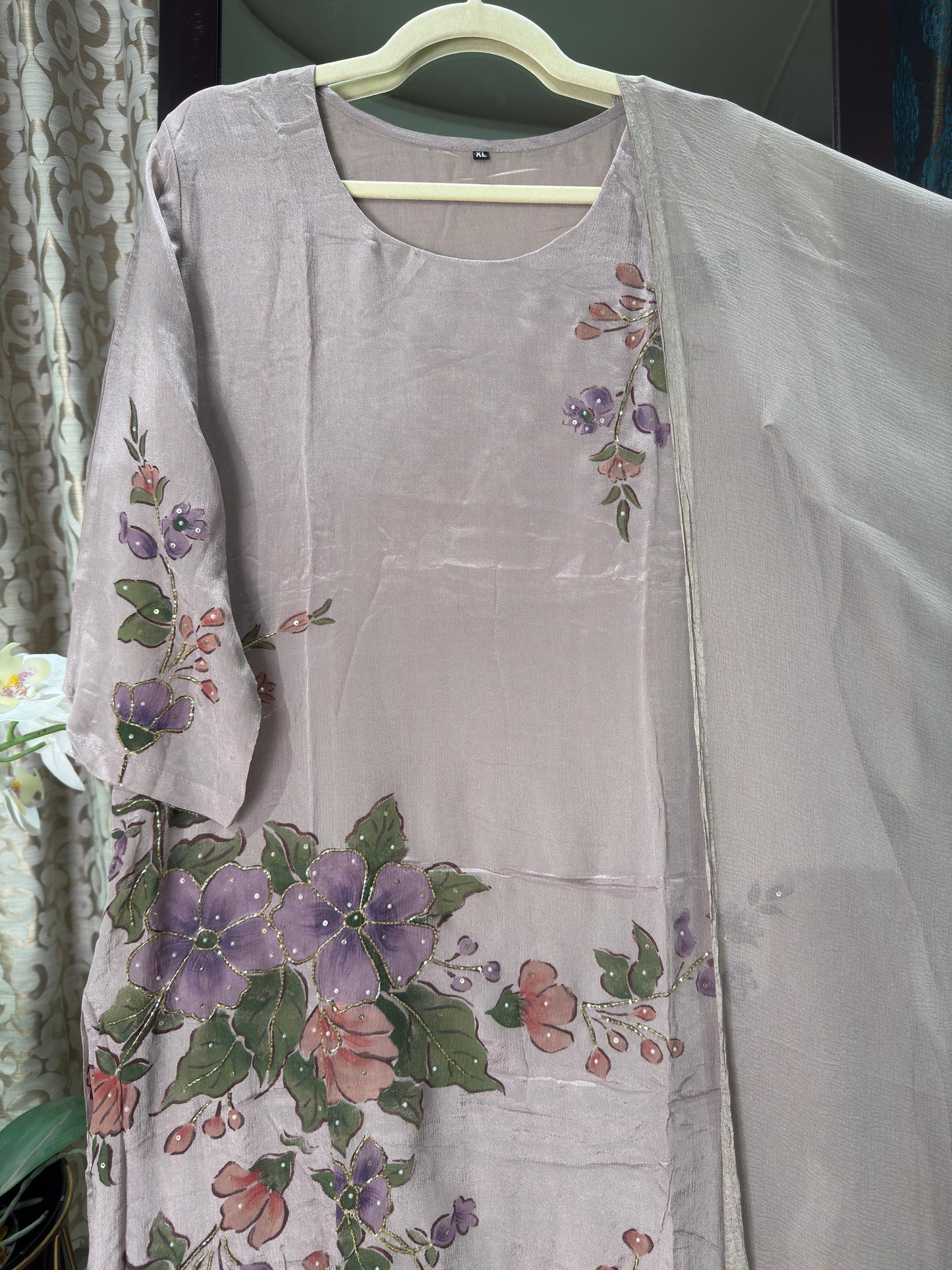 Pure Chinnon Georgette With Hand-Painted Anarkali