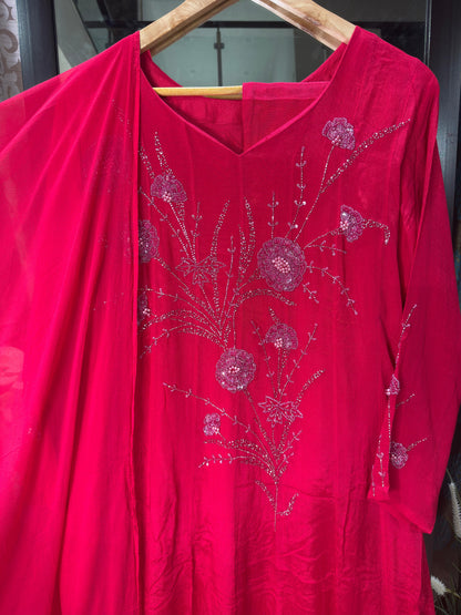 Pure Chinnon Georgette Anarkali 3-Piece Suit