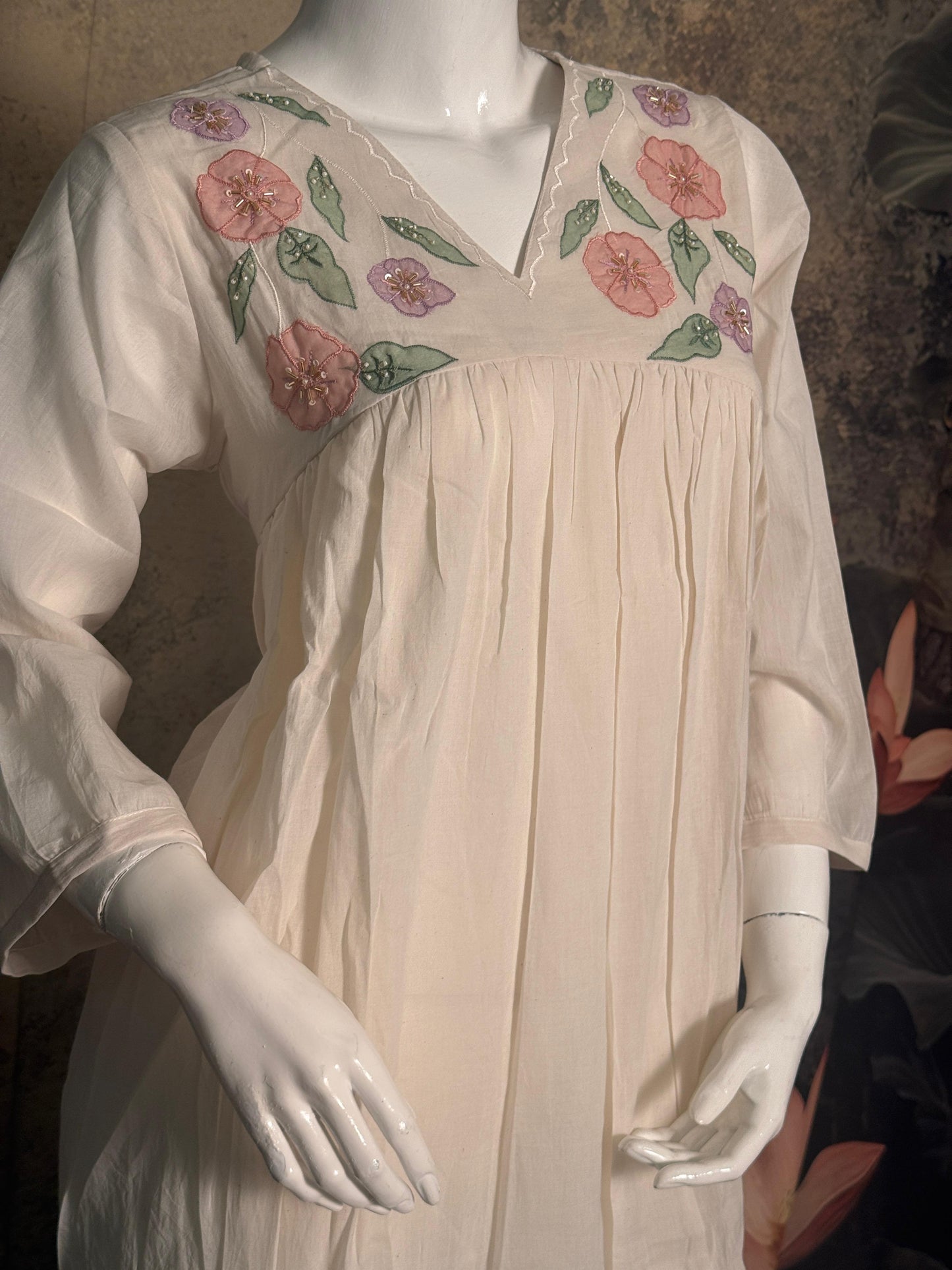 Pure Mul Cotton Handwork Frock