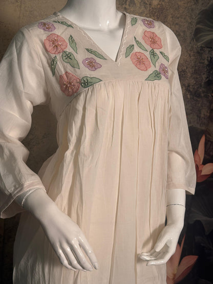 Pure Mul Cotton Handwork Frock