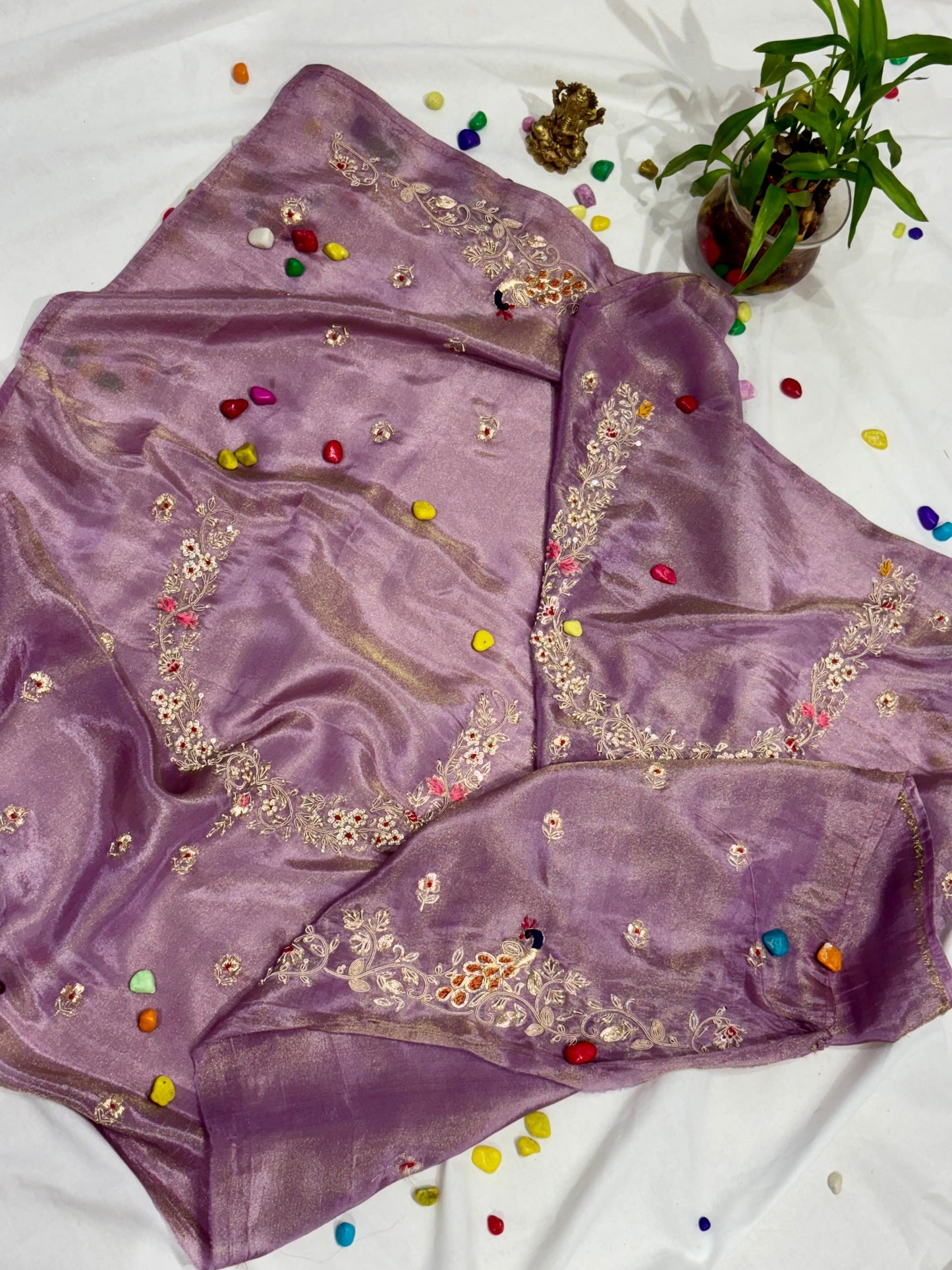 PURE KANJIVARAM TISSUE PATTU SAREE WITH HAND ZARDOSI WORK