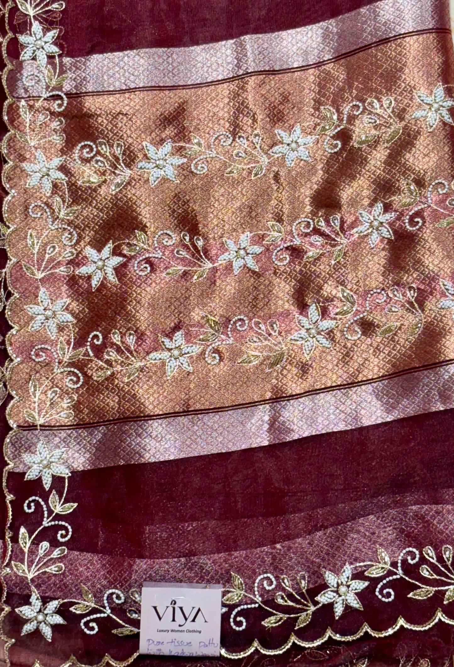 PURE BANARASI TISSUE SILK SAREE WITH KADWA WEEVINS AND HANDWORK