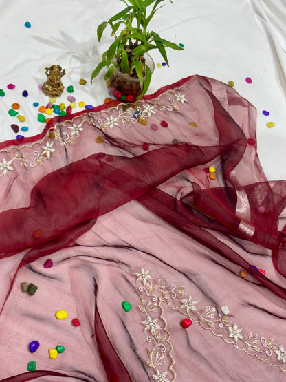 PURE BANARASI TISSUE SILK SAREE WITH KADWA WEEVINS AND HANDWORK