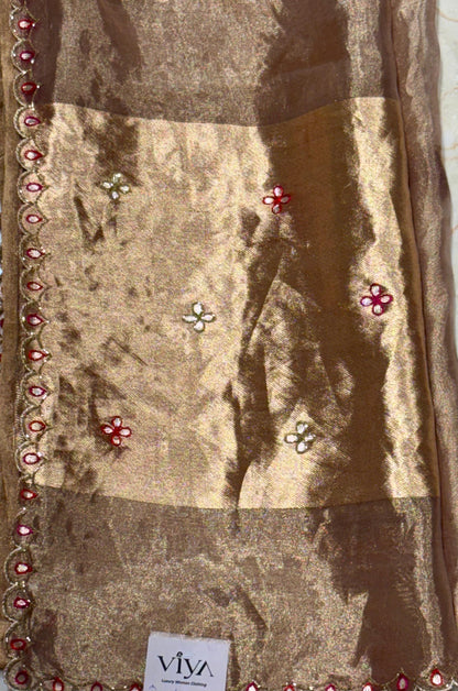 PURE BANARASI TISSUE PATTU SAREE WITH KADWA WEAVING AND HANDWORK