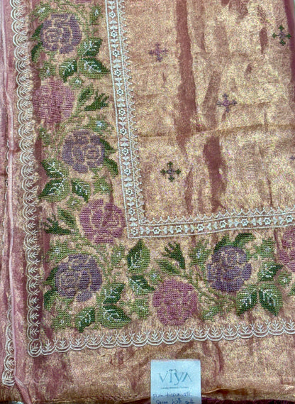 PURE TISSUE SILK SAREE WITH CLUCH WORK