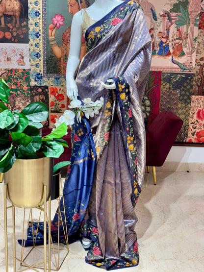 PURE TISSUE KORA SAREE WITH PETTIT POINT WORK